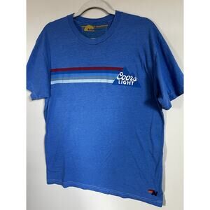 AVIATOR NATION COORS Light Five Stripe Blue T-shirt LARGE Short Sleeve Collab